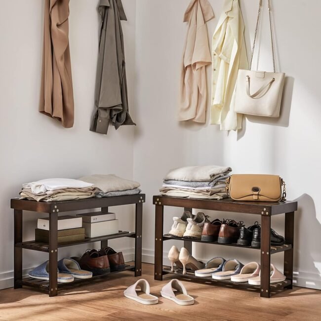 Bamboo shoe rack bench