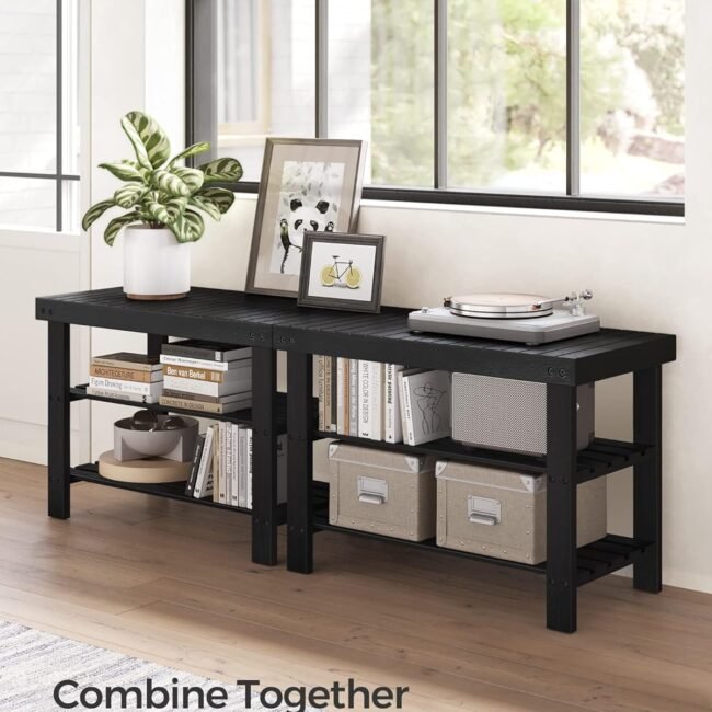Three-tier bamboo shoe rack