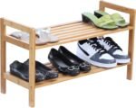Double-tier bamboo shoe rack